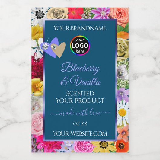 フローラカラフル海ブルー製品ラベルのロゴの追加 フードラベル (シングルラベル)