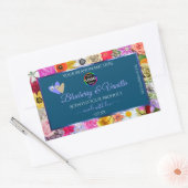 フローラカラフル海ブルー製品ラベルのロゴの追加 長方形シール (封筒)