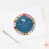 フローラカラフル海青の製品ラベルのハート ラウンドシール (封筒)