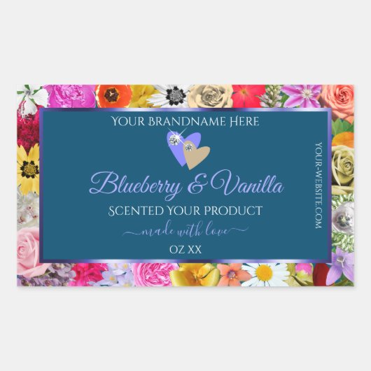 フローラカラフル海青の製品ラベルのハート 長方形シール (正面)