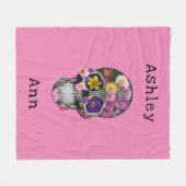 フローラカラフル砂糖スカルの日 フリースブランケット (正面(横))