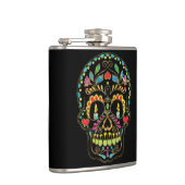 フローラカラフル砂糖スカル燃えるロウソク フラスク (右)