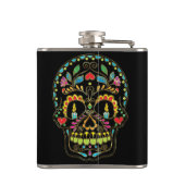 フローラカラフル砂糖スカル燃えるロウソク フラスク (裏面)