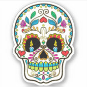 フローラカラフル砂糖スカル第5号燃えろうそく シール (正面)