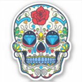 フローラカラフル砂糖スカル第6号燃えるロウソク シール (正面)