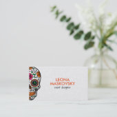 フローラカラフル砂糖スカル3 & White Background 名刺 (スタンド正面)