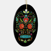 フローラカラフル糖スカルグリッター及び金ゴールド セラミックオーナメント (右)