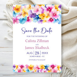 フローラカラフル結婚式の日付の保存 招待状