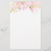 フローラカラフル繊細な水彩植物性ピンク 便箋 (裏面)