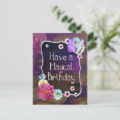 フローラカラフル蝶が魔法の誕生日を持つ ポストカード (スタンド正面)