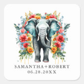 フローラカラフル象 スクエアシール (正面)