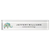 フローラカラフル象 デスクネームプレート (正面)