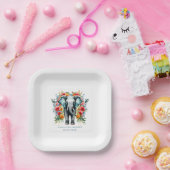 フローラカラフル象 ペーパープレート (パーティー)