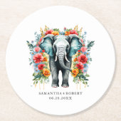 フローラカラフル象 ラウンドペーパーコースター (正面)