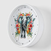 フローラカラフル象 壁時計 (傾斜)