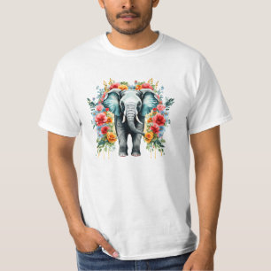 フローラカラフル象 Tシャツ