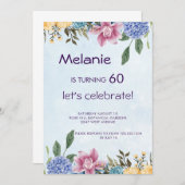 フローラカラフル開花60th birthday invitation 招待状 (正面/裏面)