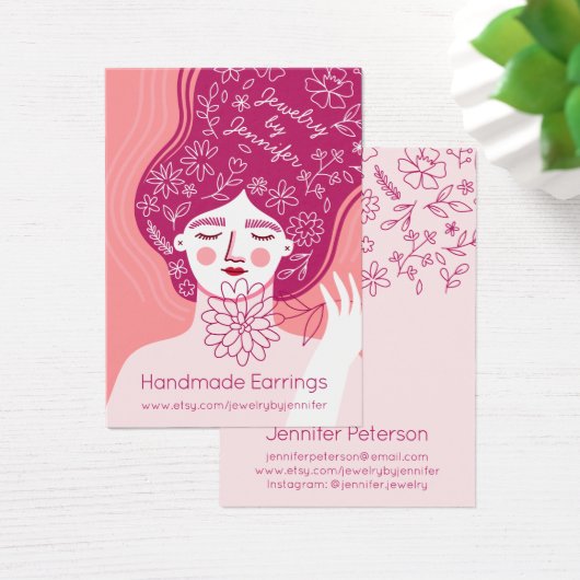 フローラカラフル顔イラストレーションイヤリング表示 (デスク)