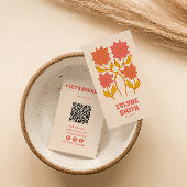 フローラカラフルQRコードGroovy Terracota Boho 名刺