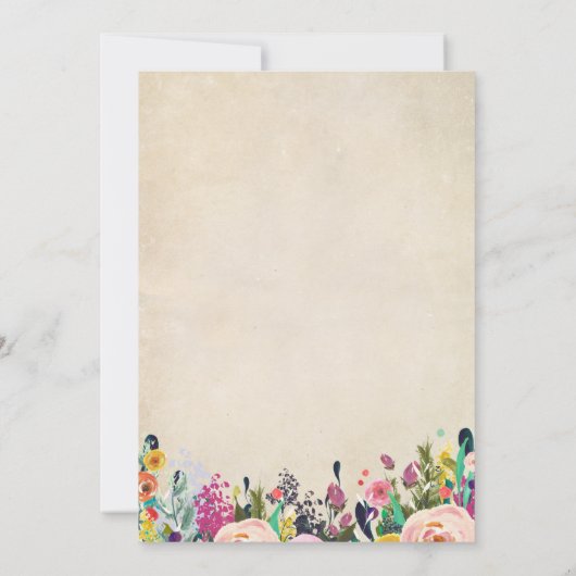 フローラカラフルsipおよび「招待状」、「ヴィンテージ」 招待状 (裏面)