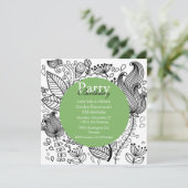 フローラカラーリングドードルアートパーティの招待状 招待状 (スタンド正面)