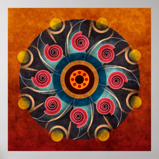 フローラカラー抽象芸術ベクトルアートプリント ポスター (正面)