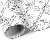 フローラカラー白黒ギフトラップ ラッピングペーパー (ロールコーナー)