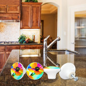 フローラカリフォルニアポピズワイルドフラワーズオレンジピンク セラミックノブ