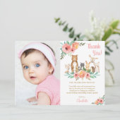 フローラカワイトウッドランド動物少女誕生日写真 サンキューカード (スタンド正面)