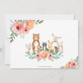 フローラカワイトウッドランド動物少女誕生日写真 サンキューカード (裏面)