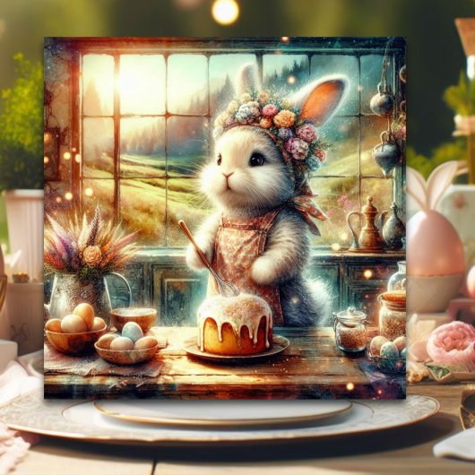 フローラカントリーキッチンかわいいバニーイースター シーズンカード