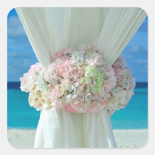 フローラカーテンビーチをテーマにした結婚式用シール スクエアシール (正面)