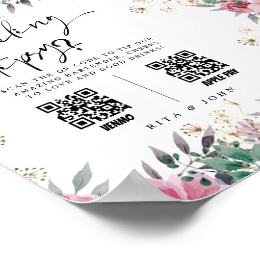 フローラカーネーションがバーテンダーのサイン結婚を教える ポスター (角)