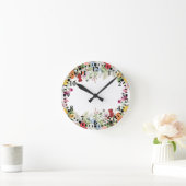フローラガーデカラフルンフラワー ラウンド壁時計 (ホーム)