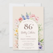 フローラガーデンお洒落アーチベージュ86誕生日 招待状 (正面)