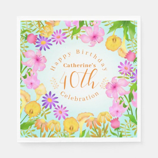 フローラガーデンアクア スタンダードランチョンナプキン (正面)