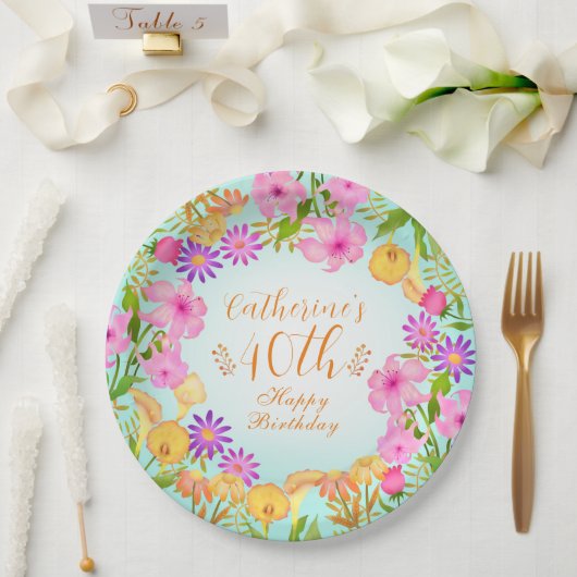 フローラガーデンアクア ペーパープレート (ウェディング)