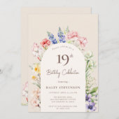 フローラガーデンアーお洒落チベージュ19誕生日 招待状 (正面/裏面)