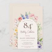 フローラガーデンアーお洒落チベージュ84誕生日 招待状 (正面/裏面)