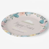 フローラガーデンイースターバニーエッグピンク ペーパープレート (アングル)