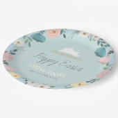 フローラガーデンイースターバニーエッグブルー ペーパープレート (アングル)
