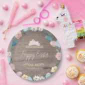 フローラガーデンイースターバニーエッグ素朴ウッド ペーパープレート (パーティー)