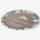 フローラガーデンイースターバニーエッグ素朴ウッド ペーパープレート (アングル)