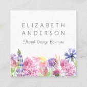 フローラガーデンウォーターカラー縁どグリーン スクエア名刺 (正面)