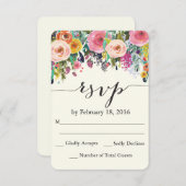 フローラガーデンウォーターカラーRSVPカード 出欠カード (正面/裏面)