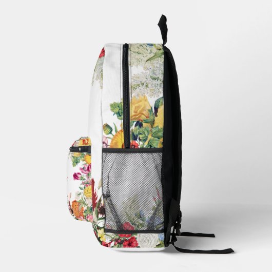 フローラガーデンカラフルフラワーズ名前をカスタムする プリントバックパック (右)