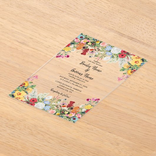 フローラガーデンカラフルフラワーズ結婚式招待状 アクリル招待状 (レイダウン)