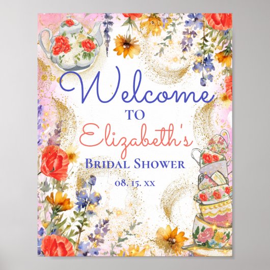 フローラガーデンカラフルブライダルティーパーティーウェルカム ポスター (正面)