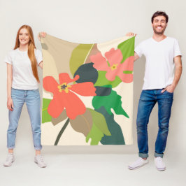 フローラガーデンカラーブロック フリースブランケット