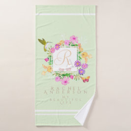 フローラガーデングリーンモノグラムタオル バスタオルセット